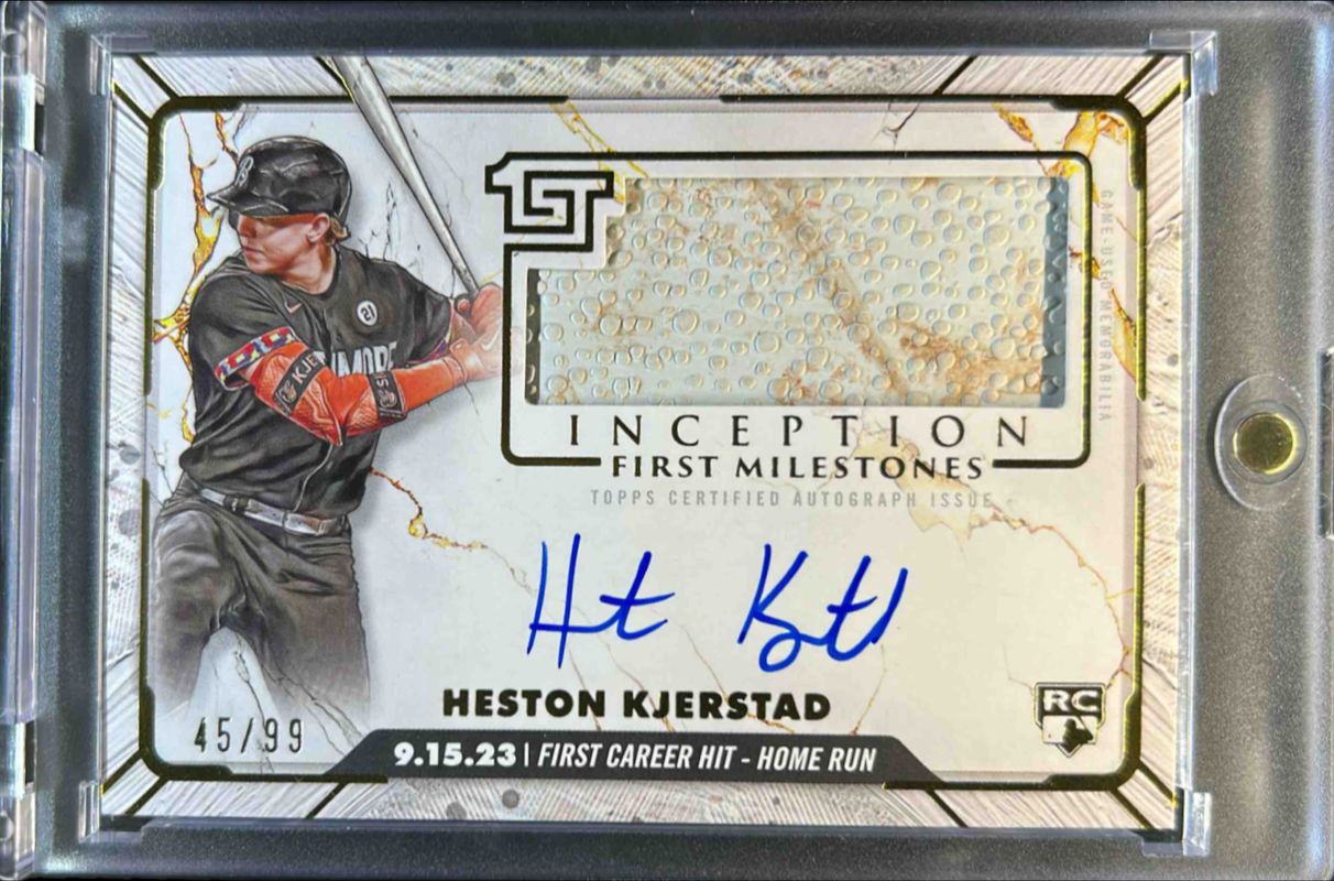 Heston Kjerstad 2024 Topps Inception #FMAR-HK MLB First Milestones Autographs Relics /99 Rookie RAW