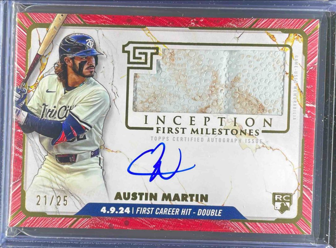 Austin Martin 2024 Topps Inception #FMAR-AM MLB First Milestones Autographs Relics - Red /25 RAW