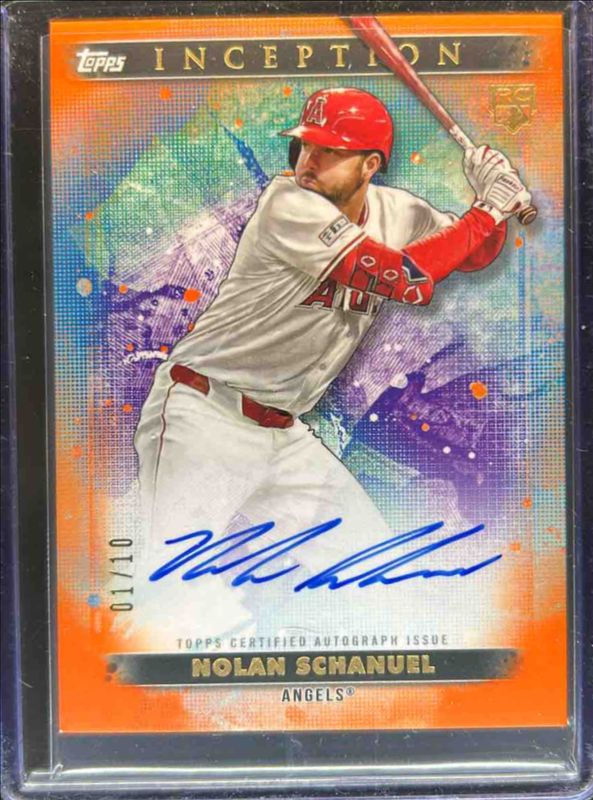 Nolan Schanuel 2024 Topps Inception #BRES-NS Base Rookies & Emerging Star Autographs - Orange /25 RAW