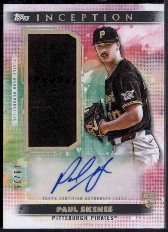 Paul Skenes 2024 Topps Inception #AGSR-PS Autographs Relic Cards Fielding Glove /25 Rookie RAW
