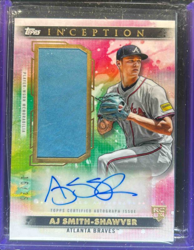 AJ Smith-Shawver 2024 Topps Inception #AGSR-AS Autographs Relic Cards Fielding Glove /25 Rookie RAW