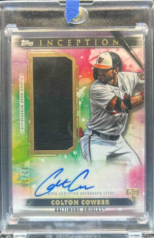 Colton Cowser 2024 Topps Inception #AGSR-CC Autographs Relic Cards Fielding Glove /25 Rookie RAW