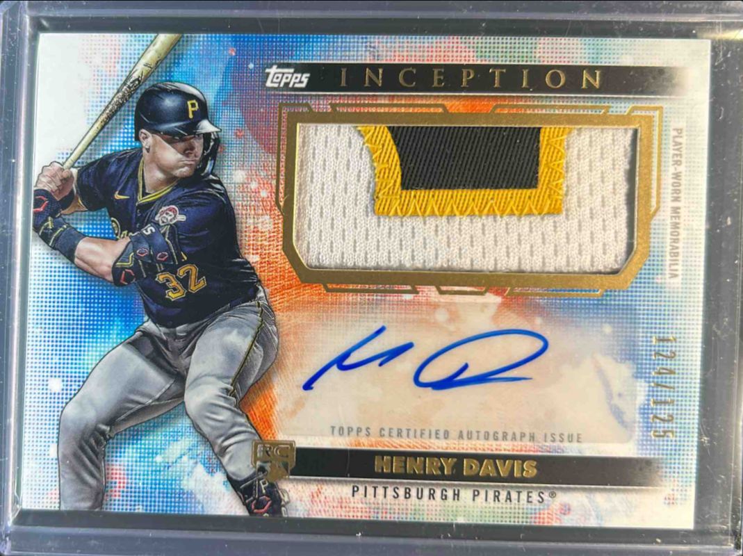 Henry Davis 2024 Topps Inception #APC-HD Autographs Patch Cards - Blue /5 Rookie RAW
