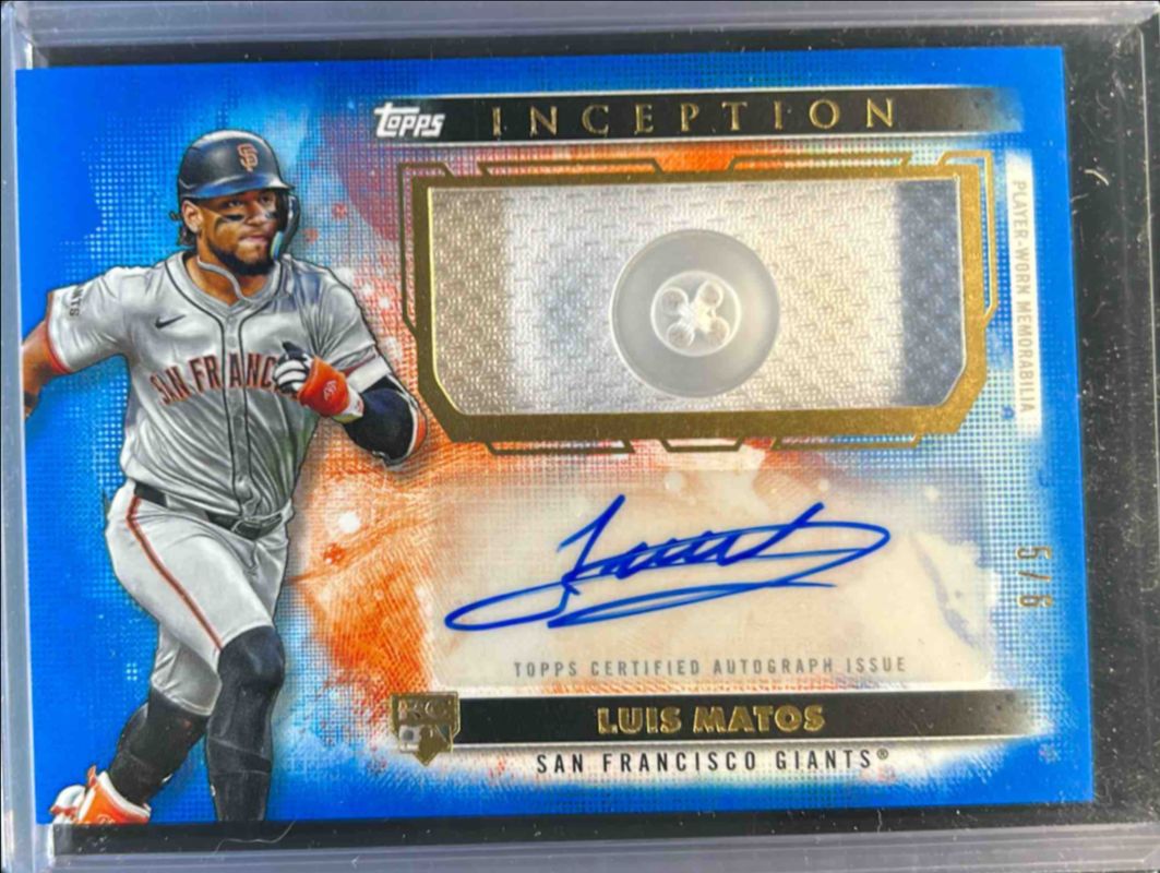 Luis Matos 2024 Topps Inception #APC-LM Autographs Patch Cards - Blue /5 Rookie RAW