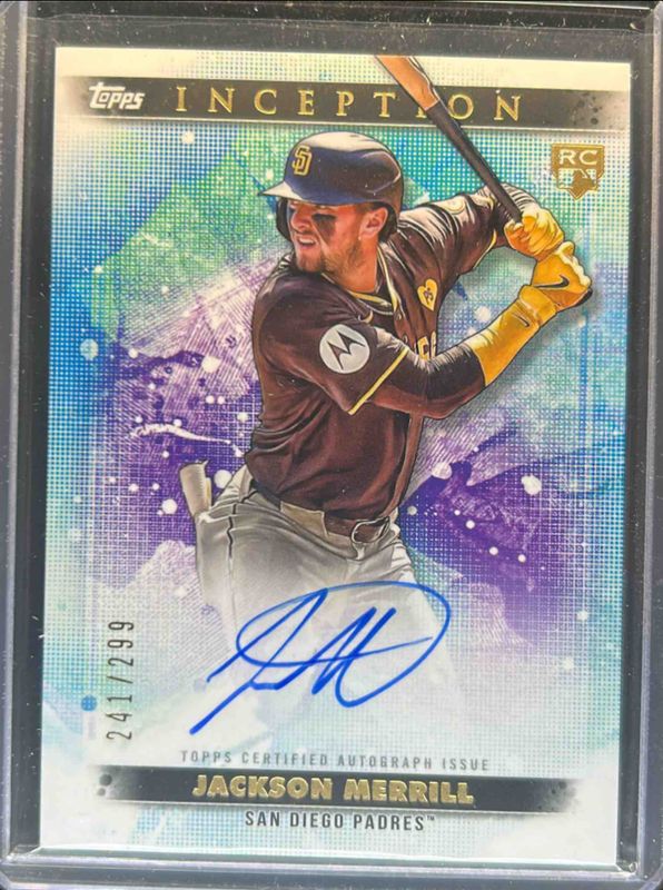 Jackson Merrill 2024 Topps Inception #BRES-JM Base Rookies & Emerging Star Autographs /299 RAW