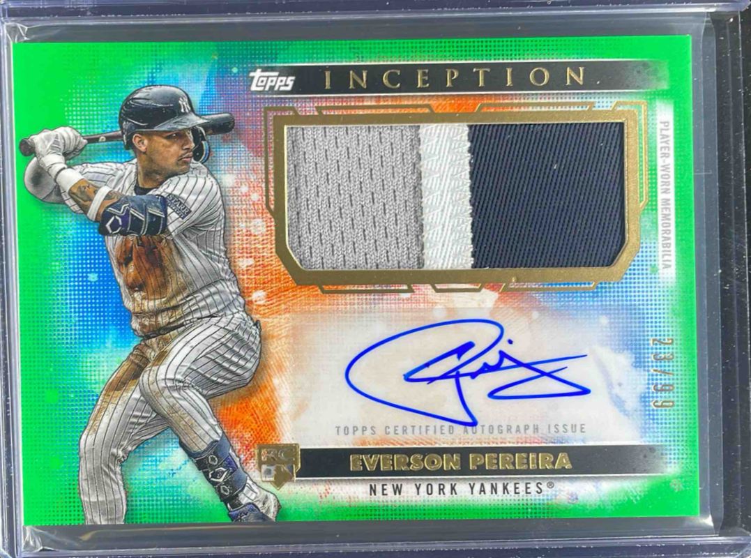 Everson Pereira 2024 Topps Inception #APC-EP Autographs Patch Cards - Green /99 Rookie RAW