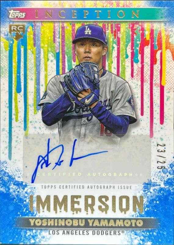 Yoshinobu Yamamoto 2024 Topps Inception #IA-YY Immersion Autographs - Blue /25 Rookie RAW