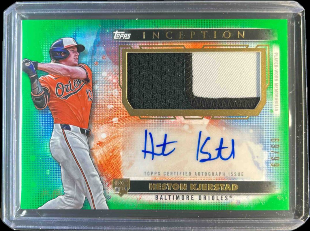 Heston Kjerstad 2024 Topps Inception #APC-HK Autographs Patch Cards - Green /99 Rookie RAW
