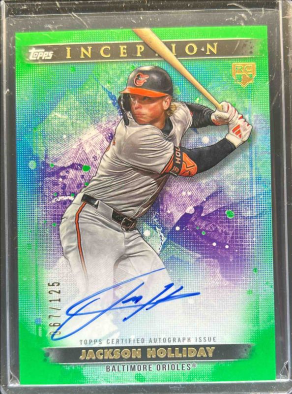 Jackson Holliday 2024 Topps Inception #BRES-JH Base Rookies & Emerging Star Autographs - Green /125 RAW