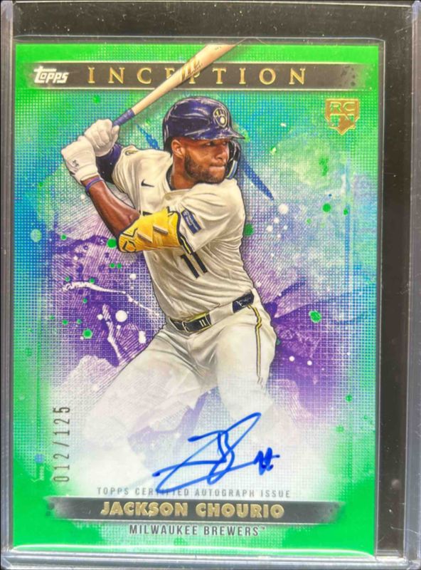 Jackson Chourio 2024 Topps Inception #BRES-JCH Base Rookies & Emerging Star Autographs - Green /125 RAW