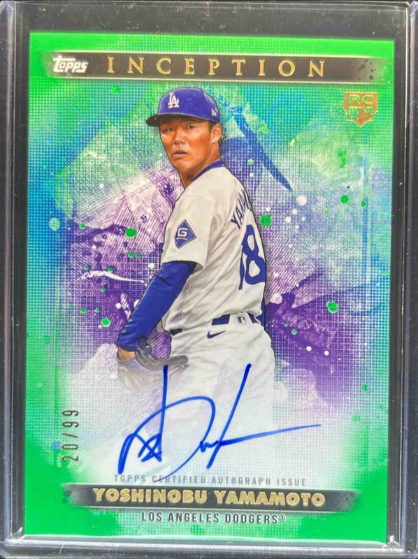 Yoshinobu Yamamoto 2024 Topps Inception #BRES-YY Base Rookies & Emerging Star Autographs - Green /125 RAW