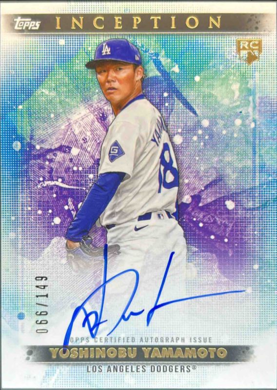 Yoshinobu Yamamoto 2024 Topps Inception #BRES-YY Base Rookies & Emerging Star Autographs /299 RAW