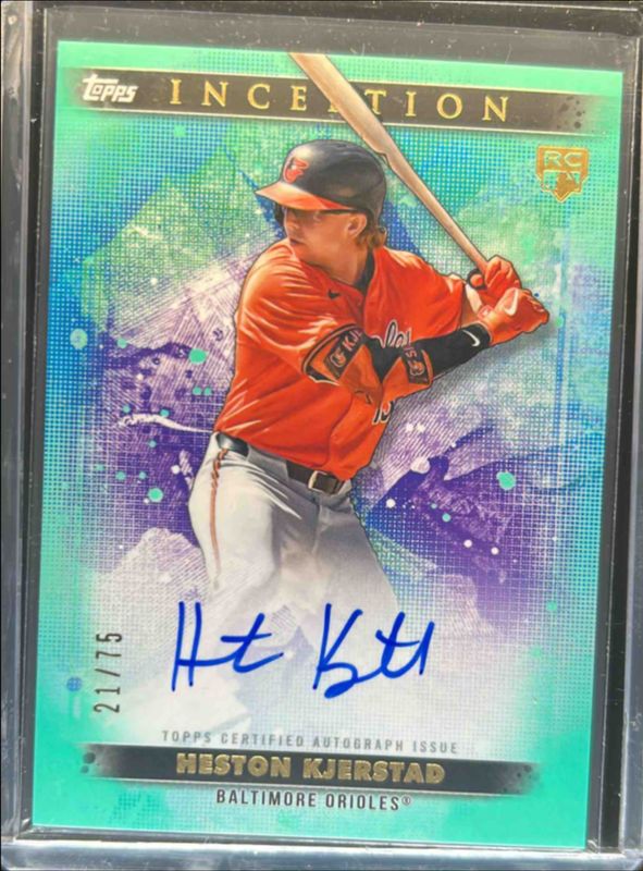 Heston Kjerstad 2024 Topps Inception #BRES-HK Base Rookies & Emerging Star Autographs - Aqua /75 RAW