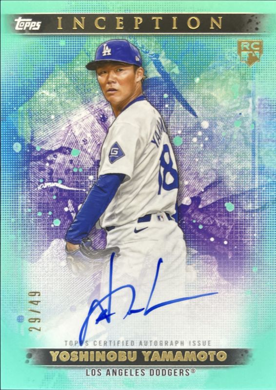 Yoshinobu Yamamoto 2024 Topps Inception #BRES-YY Base Rookies & Emerging Star Autographs - Aqua /75 RAW