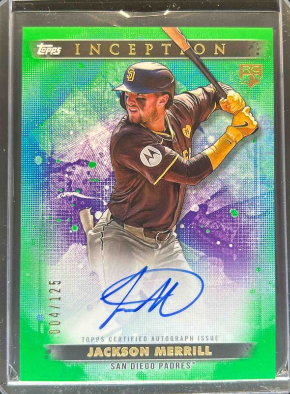Jackson Merrill 2024 Topps Inception #BRES-JM Base Rookies & Emerging Star Autographs - Green /125 RAW