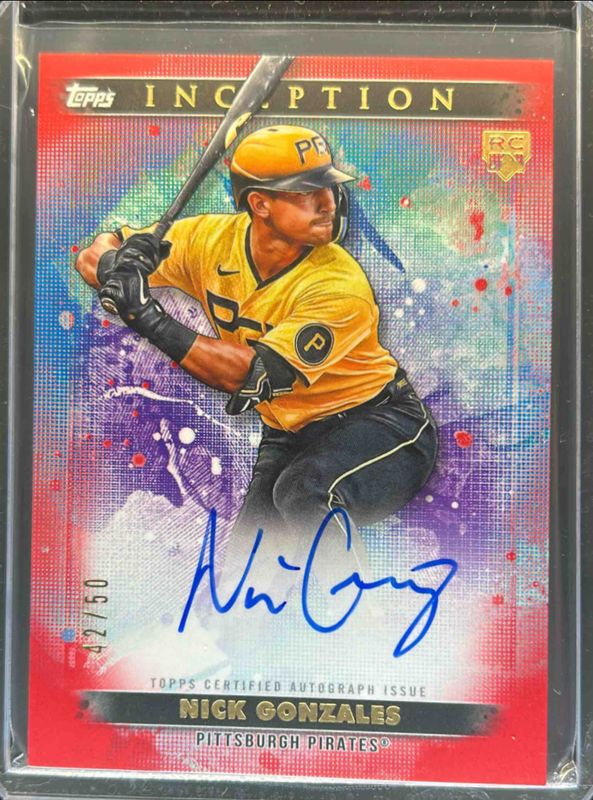 Nick Gonzales 2024 Topps Inception #BRES-NGO Base Rookies & Emerging Star Autographs - Red /50 RAW