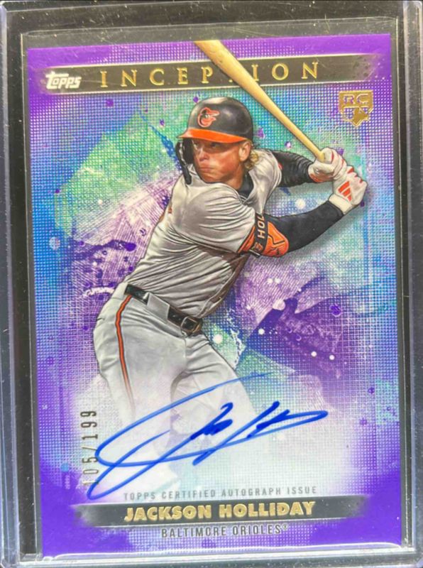 Jackson Holliday 2024 Topps Inception #BRES-JH Base Rookies & Emerging Star Autographs - Purple /199 RAW