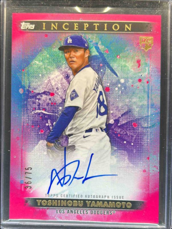 Yoshinobu Yamamoto 2024 Topps Inception #BRES-YY Base Rookies & Emerging Star Autographs - Magenta /99 RAW