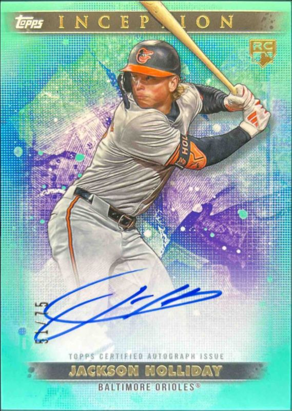 Jackson Holliday 2024 Topps Inception #BRES-JH Base Rookies & Emerging Star Autographs - Aqua /75 RAW