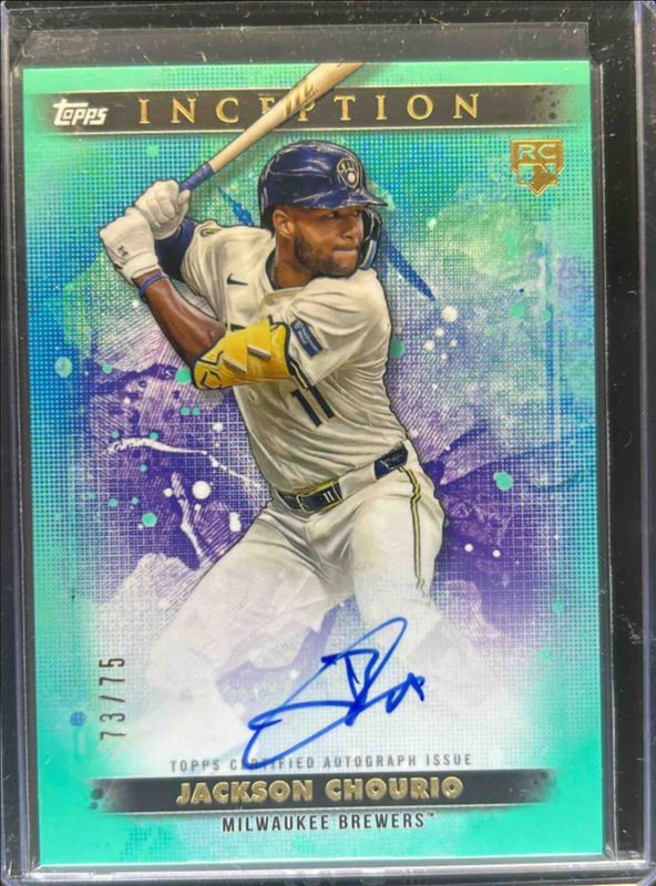 Jackson Chourio 2024 Topps Inception #BRES-JCH Base Rookies & Emerging Star Autographs - Aqua /75 RAW