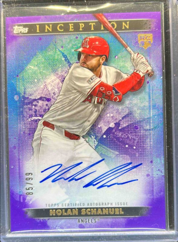 Nolan Schanuel 2024 Topps Inception #BRES-NS Base Rookies & Emerging Star Autographs - Purple /199 RAW