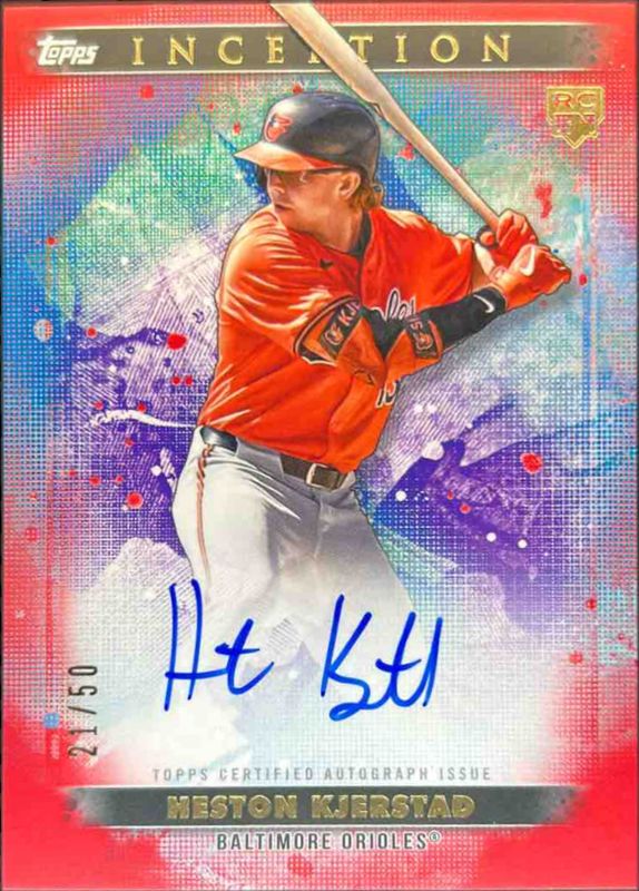 Heston Kjerstad 2024 Topps Inception #BRES-HK Base Rookies & Emerging Star Autographs - Red /50 RAW