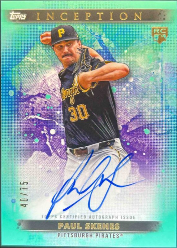 Paul Skenes 2024 Topps Inception #BRES-PS Base Rookies & Emerging Star Autographs - Aqua /75 RAW