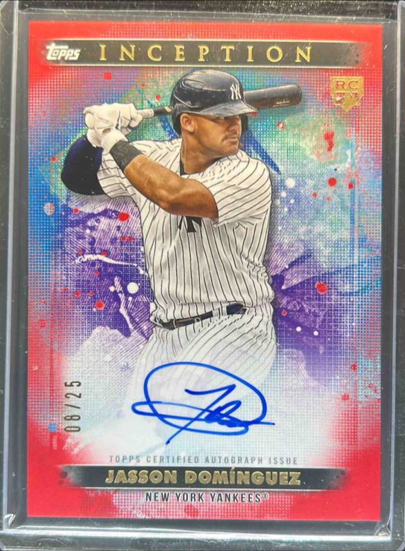 Jasson Dominguez 2024 Topps Inception #BRES-JDO Base Rookies & Emerging Star Autographs - Red /50 RAW
