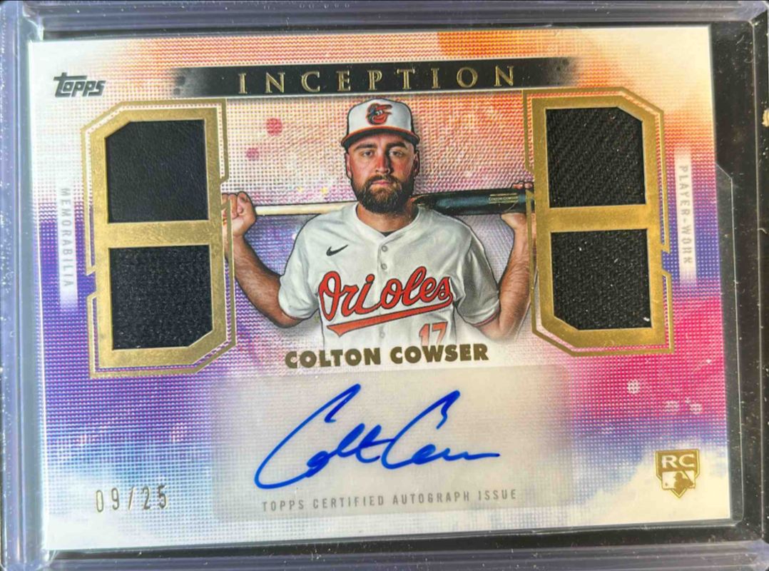 Colton Cowser 2024 Topps Inception #QRA-CC Quad Relic Autographs /25 Rookie RAW