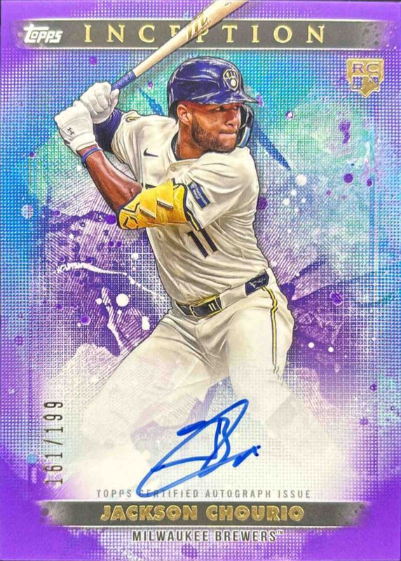 Jackson Chourio 2024 Topps Inception #BRES-JCH Base Rookies & Emerging Star Autographs - Purple /199 RAW