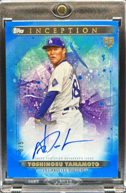 Yoshinobu Yamamoto 2024 Topps Inception #BRES-YY Base Rookies & Emerging Star Autographs - Blue /5 RAW