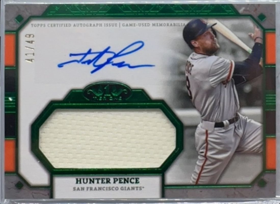 Hunter Pence 2024 Topps Tier One #AT1JR-HP Autographed Tier One Relics Jumbo - Green /25 RAW