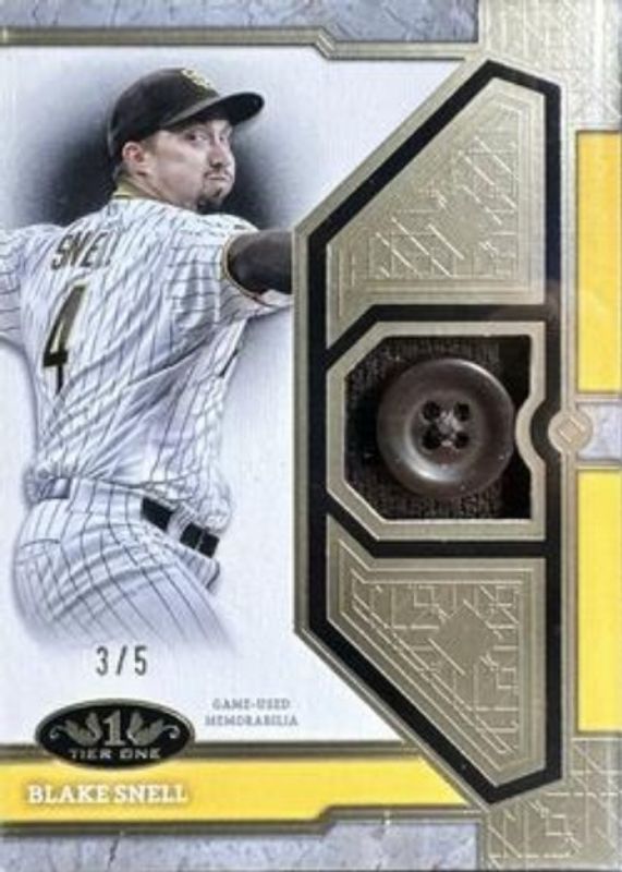 Blake Snell 2024 Topps Tier One #T1R-BS Tier One Relics Buttons /5 RAW