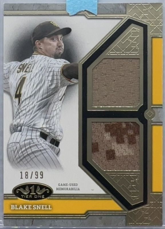 Blake Snell 2024 Topps Tier One #T1R-BS Tier One Relics Duals /99 RAW