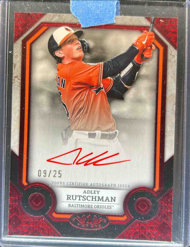 Adley Rutschman 2024 Topps Tier One #T1A-ARU Tier One Autographs - Red Foil /25 RAW