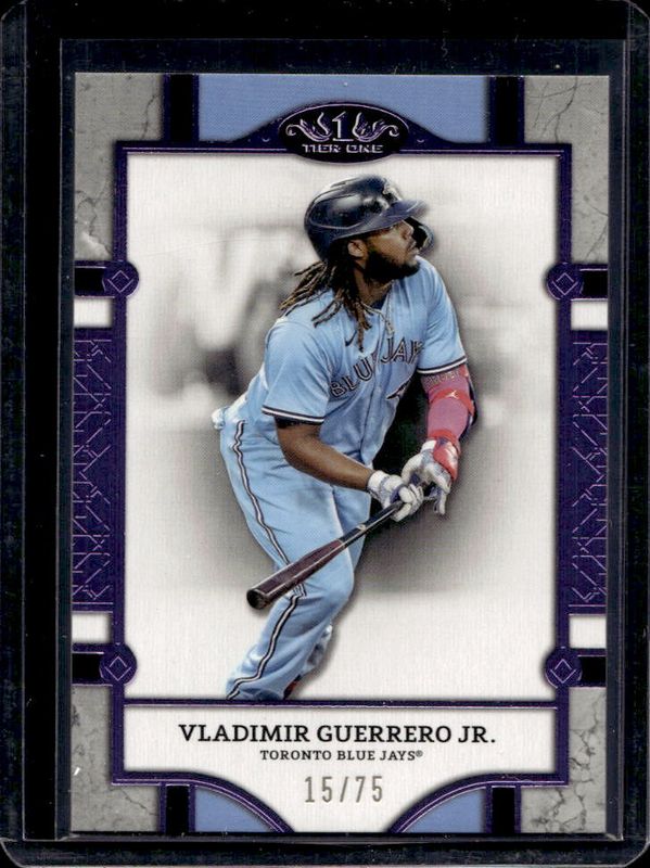 Aaron Judge / Bobby Witt Jr. / Vladimir Guerrero Jr. 2024 Topps Tier One #69 Purple Foil /50 RAW