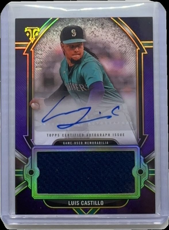 Luis Castillo 2024 Topps Triple Threads #AJR-LC Autographs Single Jumbo Relics - Amethyst /75 RAW