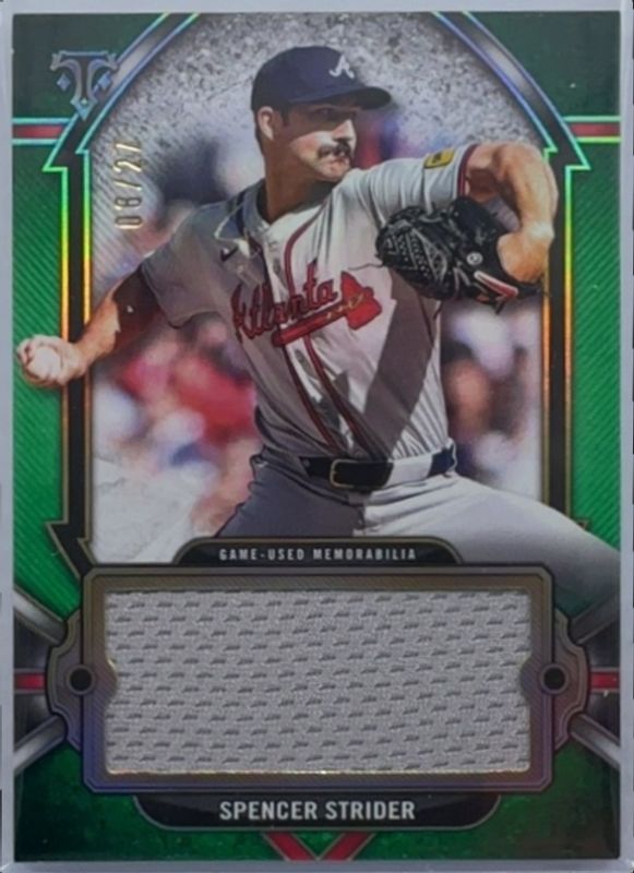 Spencer Strider 2024 Topps Triple Threads #SJR-SS Single Jumbo Relics - Emerald /27 RAW