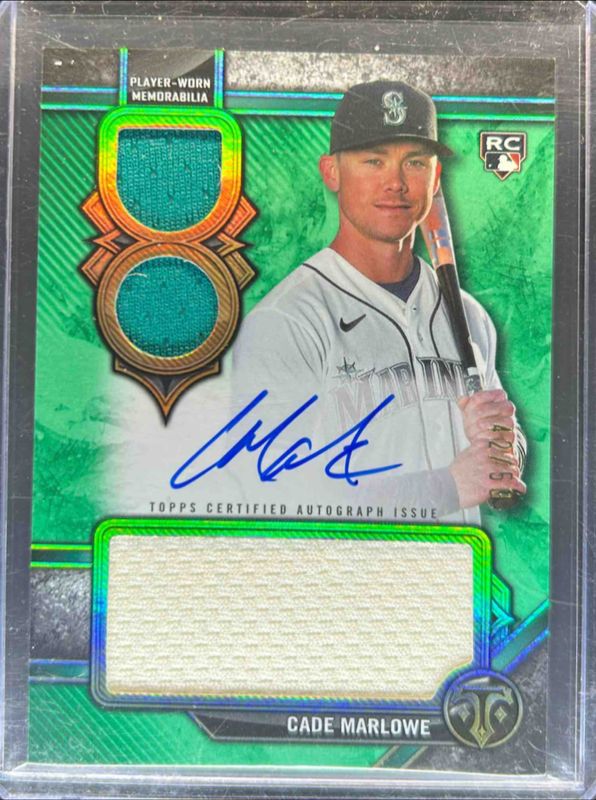 Cade Marlowe 2024 Topps Triple Threads #RAR-CMA Rookie Autographed Relics - Emerald /50 RAW