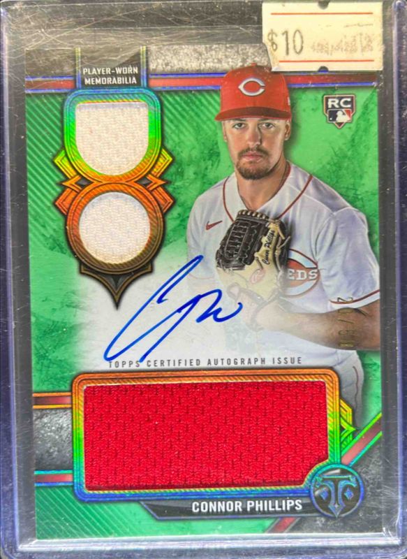 Connor Phillips 2024 Topps Triple Threads #RAR-CP Rookie Autographed Relics - Emerald /50 RAW