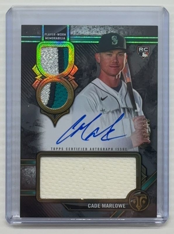 Cade Marlowe 2024 Topps Triple Threads #RAR-CMA Rookie Autographed Relics - Onyx /25 RAW