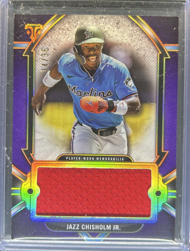 Jazz Chisholm Jr. 2024 Topps Triple Threads #SJR-JC Single Jumbo Relics - Amethyst /36 RAW
