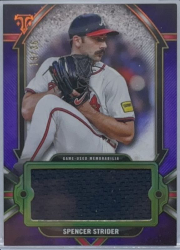 Spencer Strider 2024 Topps Triple Threads #SJR-SS2 Single Jumbo Relics - Amethyst /36 RAW