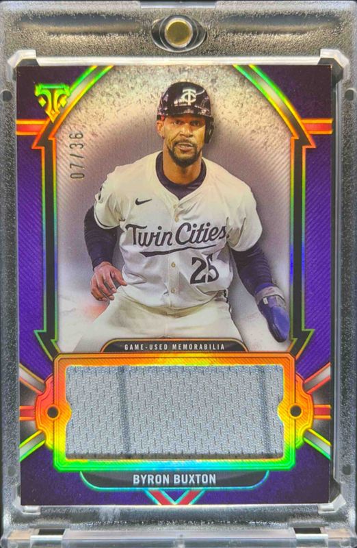 Byron Buxton 2024 Topps Triple Threads #SJR-BBU Single Jumbo Relics - Amethyst /36 RAW