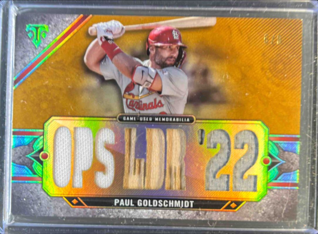 Paul Goldschmidt 2024 Topps Triple Threads #TTR-PG1 Relics - Gold /9 RAW