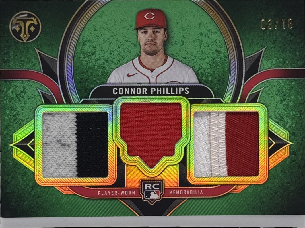 Connor Phillips 2024 Topps Triple Threads #RTR-CP Rookie Team Relics - Emerald /18 RAW