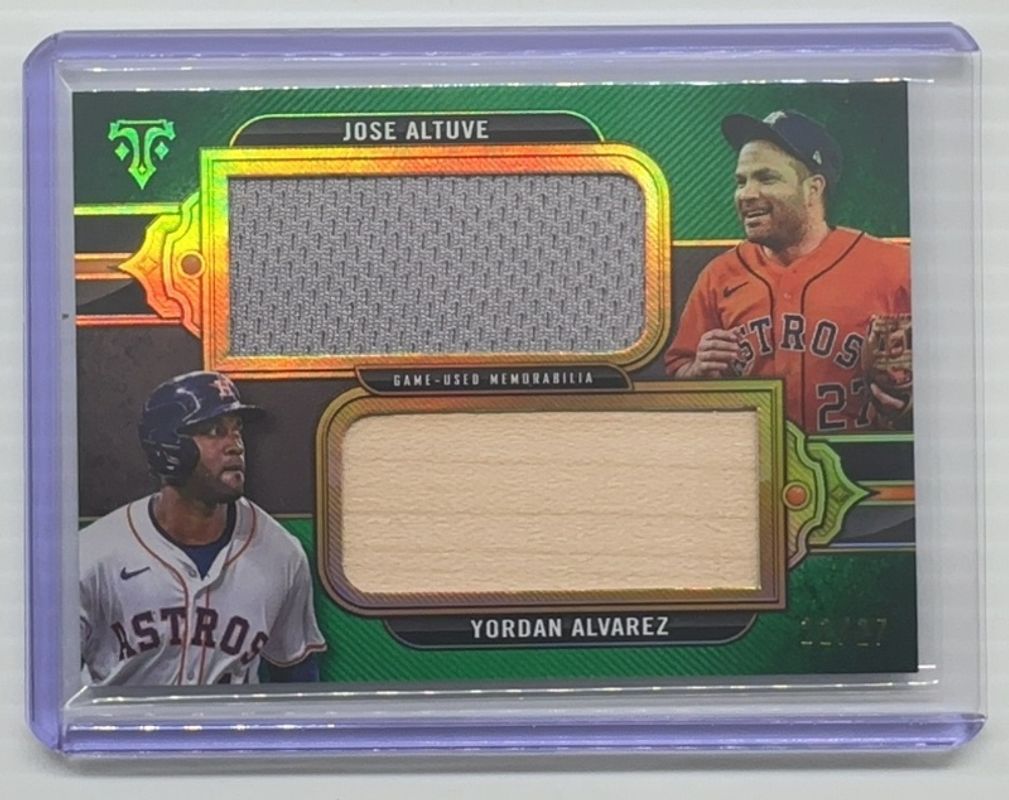 Jose Altuve / Yordan Alvarez 2024 Topps Triple Threads #DRJ-AAL Dual Jumbo Relics - Emerald /27 RAW