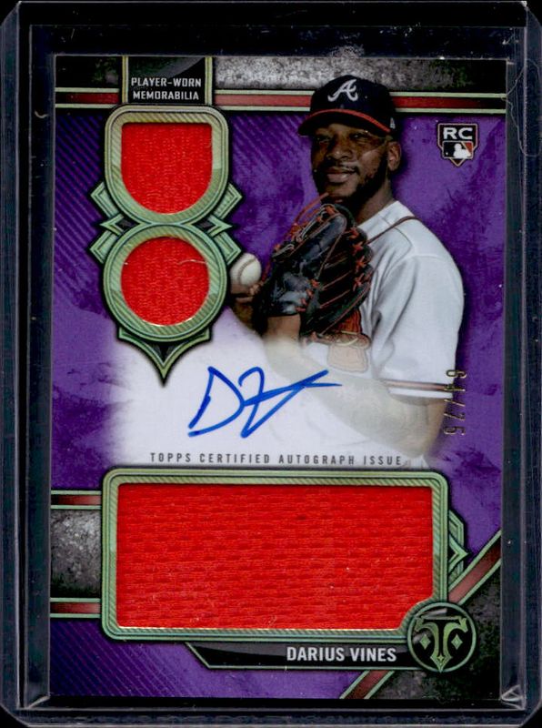 2024 Topps Triple Threads #RAR-DV Rookie Autographed Relics - Amethyst /75