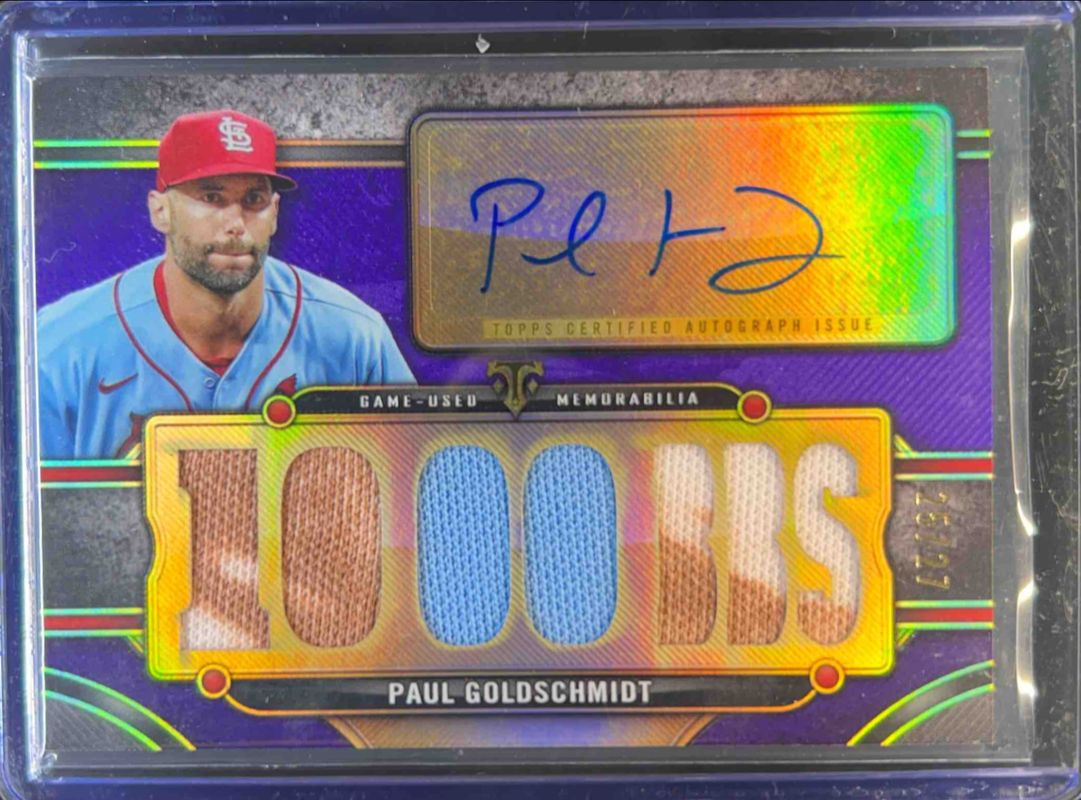 Paul Goldschmidt 2024 Topps Triple Threads #TTAR-PG4 Autographs Relics - Amethyst /27 RAW