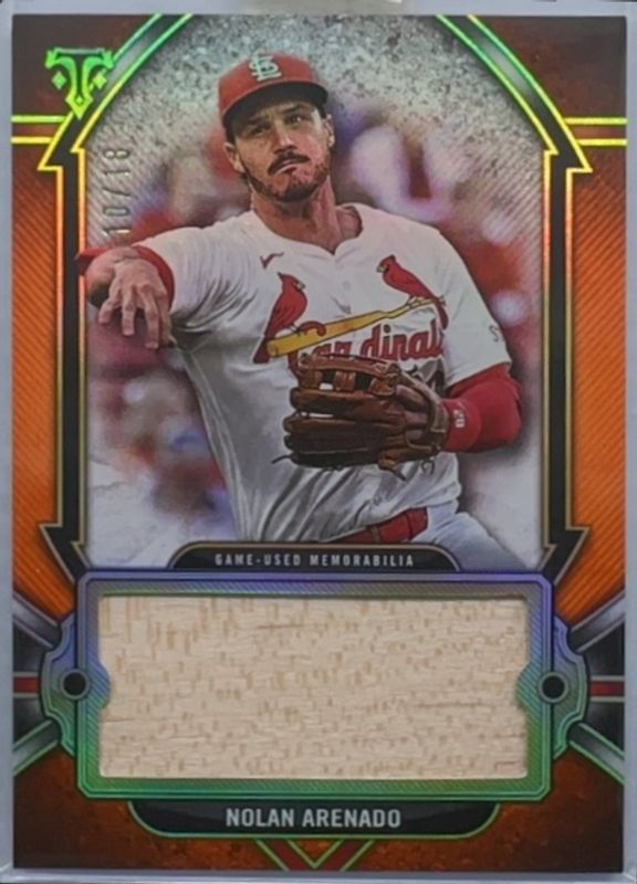 Nolan Arenado 2024 Topps Triple Threads #SJR-NA Single Jumbo Relics - Amber /18 RAW